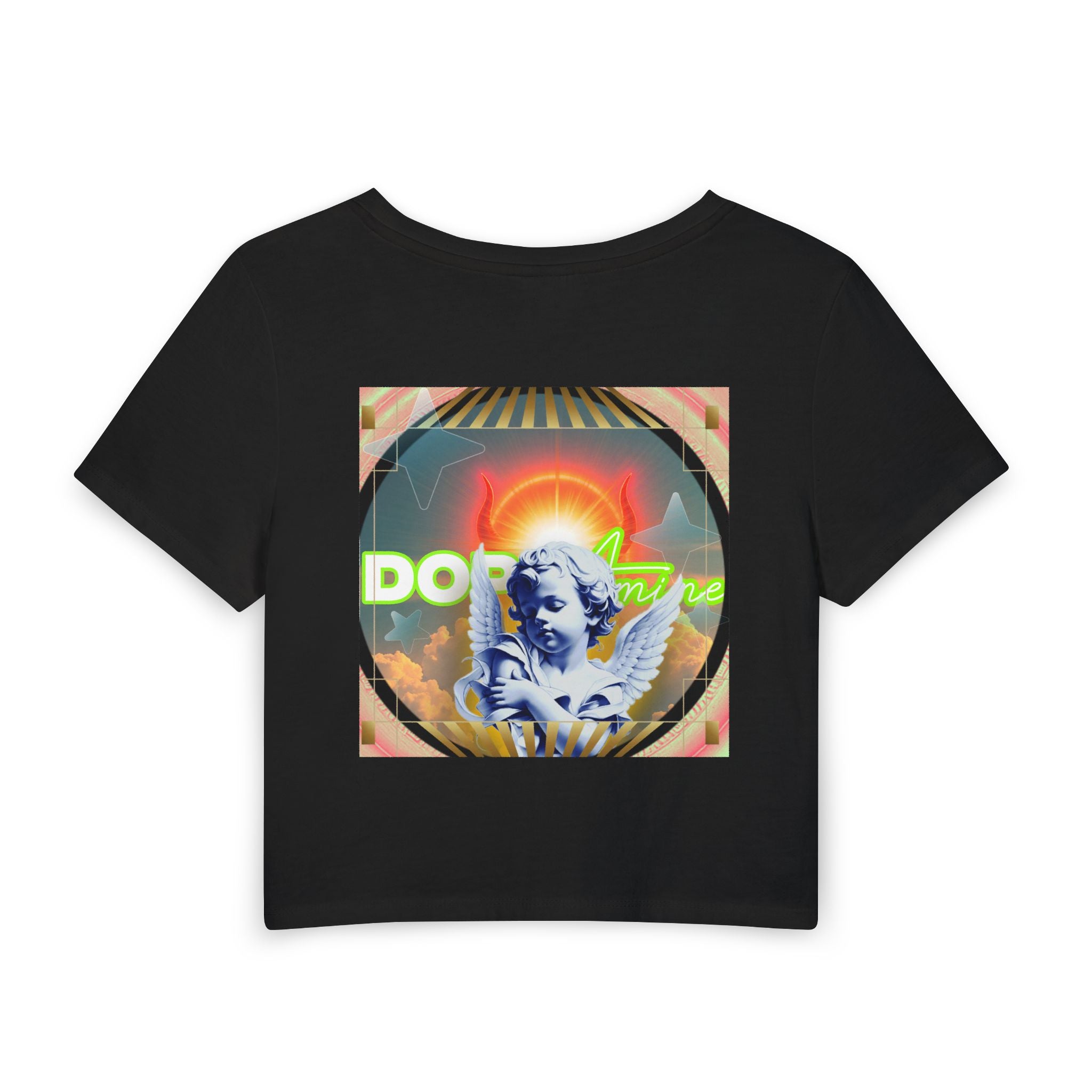 Angel Graphic Baby Tee — Vintage Cherub Art Crop T-Shirt