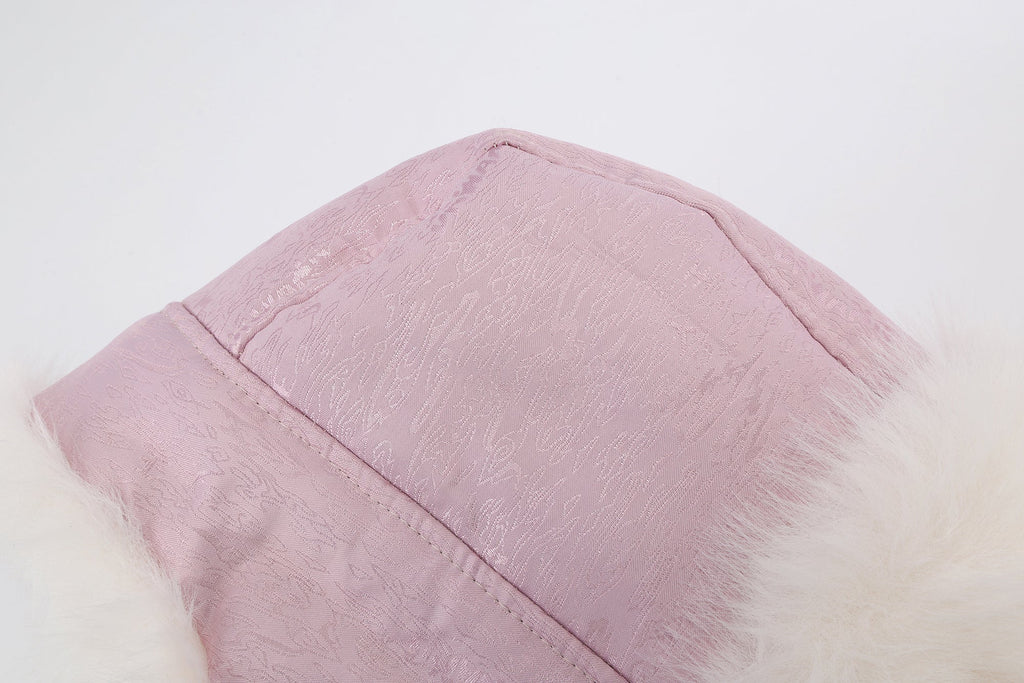 Lei Reversible Fur Trapper Hat White/Pink